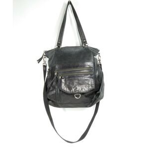 The Sak Venata Leather Convertible Bag Womens Foldover Tote Black
